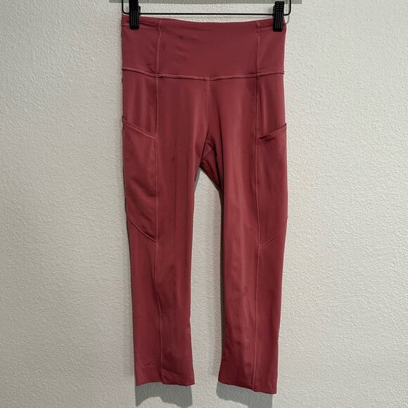 Lululemon Fast Free Crop 19" Cool Non-Reflective Cherry Tint SZ 4 - Picture 7 of 10